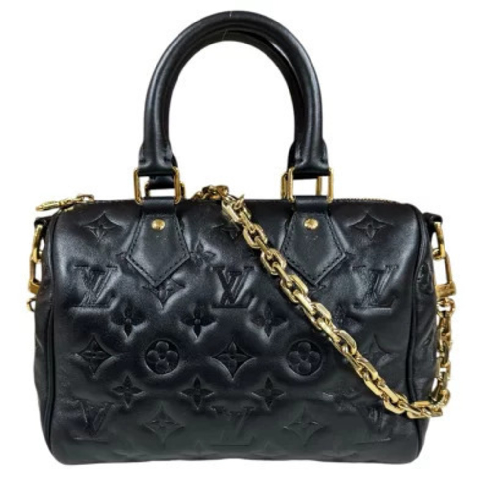 Louis Vuitton Speedy Band Monogram Lambskin Shoulder Bag Black Chain